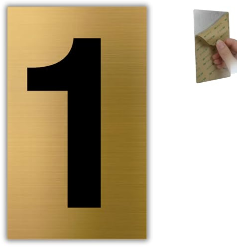 LEIASA | Husnummer - 6x10 cm - Aluminium - Nummerskylt för Port - Nummer för Brevlåda - Dörrsiffer Hotell - Adressskylt - Byggnadens Nummerskylt - Tjocklek 0,8 mm - Guld (1, 100mm)