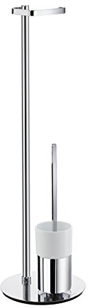 Smedbo FK312P Outline Toilettenpapierhalter mit Bürste, Chrom poliert/Porzellan