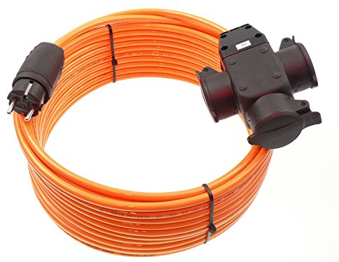 maxgo Verlängerungskabel 40m Außen 3-Fach Verteiler H07BQ-F 3x1,5 Panzerleitung Stromkabel Außenbereich Schuko Verlängerung 40 Meter Outdoor Verlängerung Kabel Mehrfachstecker Multisteckdose