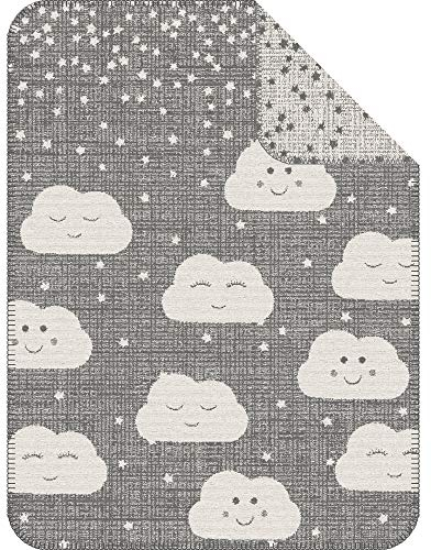 s.Oliver Kuscheldecke Wolke 075x100 cm - Babydecke grau wollweiß, hoher Baumwollanteil kuschelig weich und angenehm warm