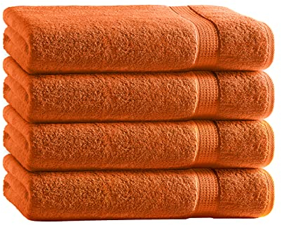 Class Home Collection Frottee Gästetücher 30x50 cm – 4er Set Gästetuch – Besonders weiche & saugfähige Gästetücher aus 100% Baumwolle mit Aufhänger – Terra
