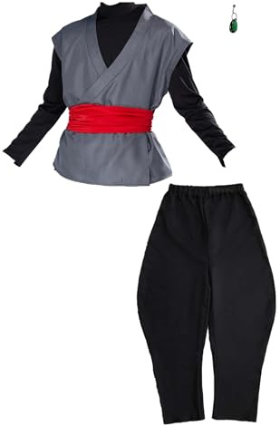Haikyuu Men's Kung Fu Suit With Earing Anime Black Cosplay Costume Halloween