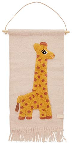OYOY Mini - Wandteppich Giraffe - Kinderzimmer Wanddeko für Jungen und Mädchen - Wolle-Baumwolle-Mix - 70x32 cm