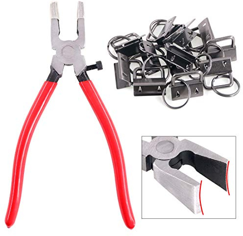 Swpeet Set di 32 chiavi da 25 mm con 1 pinza per portachiavi, pinze per vetro con ganasce curve, punte in gomma perfette per l'installazione di hardware di chiavi (nero)