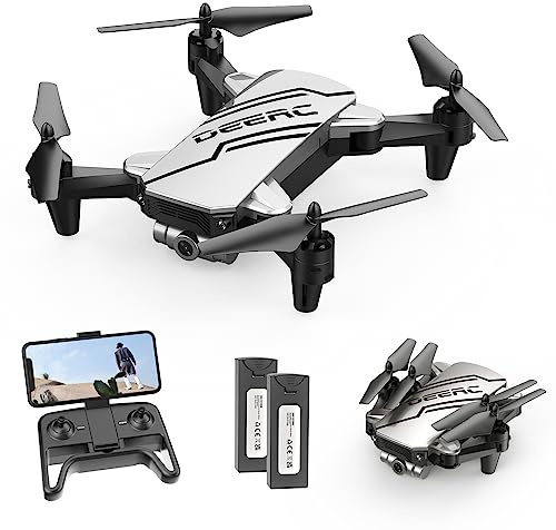 DEERC D20 Mini Drone for Kids with 720P HD FPV Camera Remote Control Toys Gifts for Boys Girls with Altitude Hold, Headless Mode, One Key Start Speed Adjustment, 3D Flips 2 Batteries, Silver