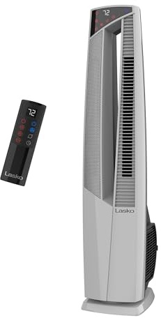 Lasko Oscillating Hybrid Fan and Space Heater for Home, All Season High Velocity Hybrid with Tip-Over Switch, Remote Control, Timer and Thermostat, 37.5 Inches, White, 1500W, FHV820