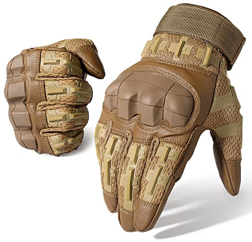 WTACTFUL Touch Screen Motorcycle Tactical Gloves for Men Airsoft Paintball Gear MTB Bike Cycling Cross-Country Motorbike ATV Hunting Hiking Riding Driving Work Outdoor Full Finger Gloves S Brown
