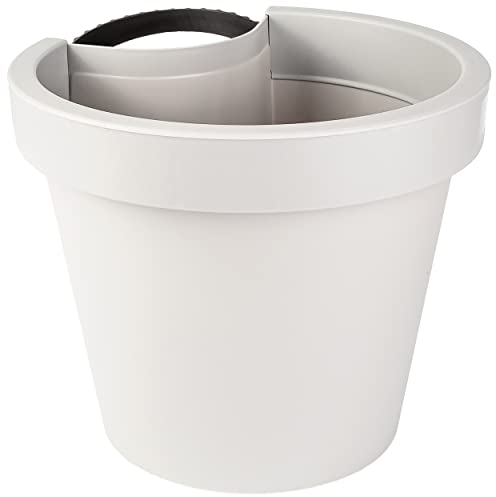 alles-meine.de GmbH Rohr & Stangen - Blumenkasten - weiß - ø 24 cm - rund - Regenrohr/Fallrohr - Pflanzgefäß - Geländer/Zaun - Blumentopf/Pflanzkübel/Pflanzschale - Regen..