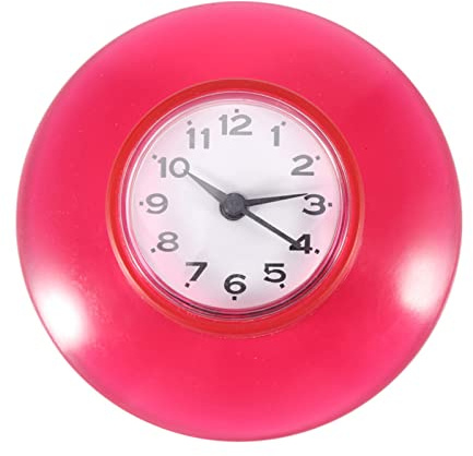 YUMILI Orologio da parete, mini orologio da parete al quarzo con aspirazione a specchio carino, orologi al quarzo da doccia impermeabili decorazione per camera da letto, cucina, bagno, 6 colori(Rosso)
