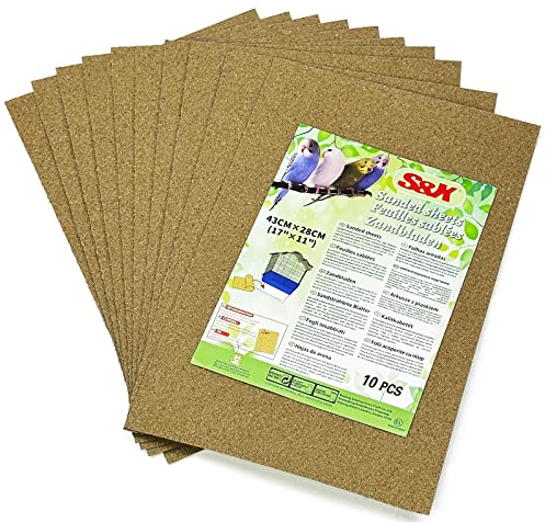 S&X Gravel Paper for Bird Cage 10-Pack 11” x 17” Gravel Liner Paper Sand Sheets Bird Cage Liners