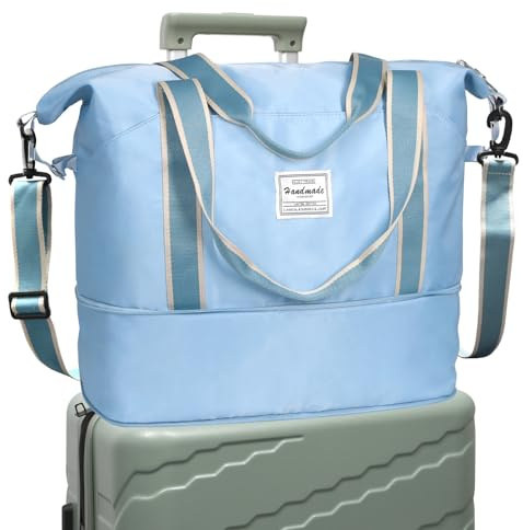 DMluna Borsone da Viaggio,Sportiva Tote Gym,Borsa da Viaggio Grande Donna,Borsa Sportiva a Tracolla Uomo per Palestra,Nuoto con Tasca Bagnata,Bagaglio a Mano per Ryanair per Easyjet e Altre
