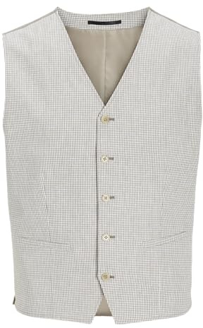 JACK&JONES herr JPRRIVIERA linne väst kostymväst, Timber Wolf/Checks: Slim FIT, 48, Timber Wolf/Checks: slim fit, 48