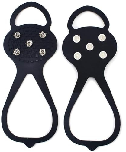 Universal Gripper Spikes, Rutschhemmender Schuh Robuste Stollen Spikes für Schuhe Schuhspikes 5-Stud Ice Klampen Schuhkrallen Schneeketten Spikes Steigeisen Slip-on Stretch Schuhe Spikes (Schwarz)