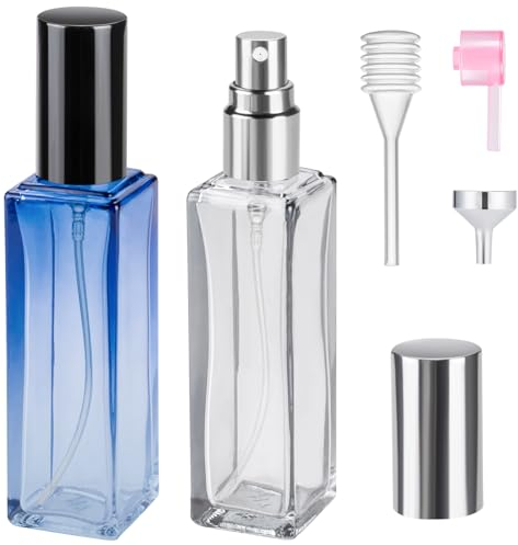 MELLIEX 2 Stück Glas Parfüm Abfüller Klare Leer Parfümzerstäuber Nachfüllbar Tragbare Sprühflasche mit Feinem Nebel für Tägliche Geschäftsreisen, 20ml