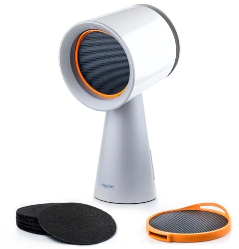 BREETEE Portable Range Hood Kitchen–5-Layer Filter Compact Desktop Exhaust Fan, Powerful 3-Speed Smoke Removal, Low Noise Countertop Range Hood, Oil Cup, for Apartments, Dorm, RV, Indoor BBQ–Off-white