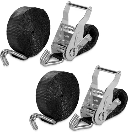 IAZZCO Heavy Duty Ratchet Straps with Hook - 6M x 40MM Tie Down Straps Ratchet Straps with Cam Buckle for Motorcycles/Car/Trailer/Household (2 PACK)