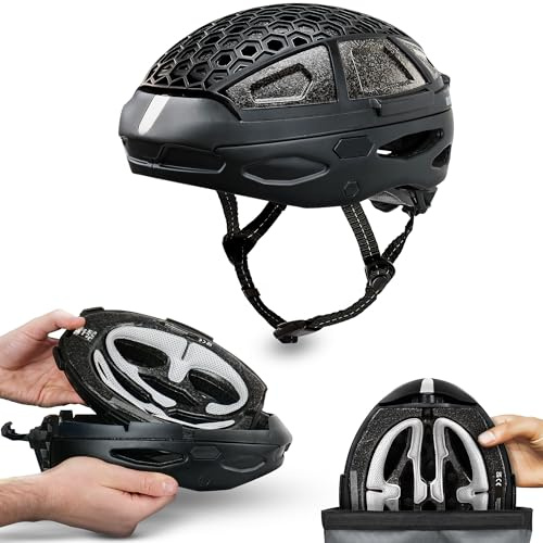Newlane Foldable Bike Helmet (White/M) | Compact & Safety-Certified Foldable Helmet | Adjustable & Breathable | Commuter Cycle Helmet for Men & Women | Easy-Fit Packable Bike Helmet