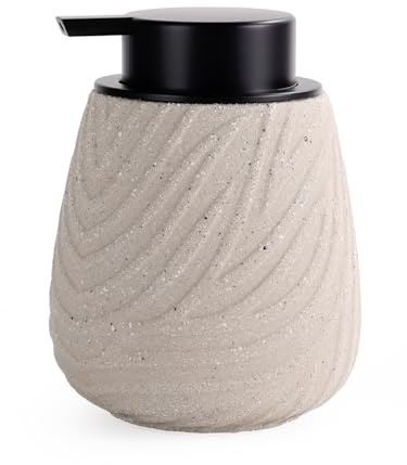 Autumnlife Seifenspender Beige aus Natürlichem Steingut, 400ml – Rostfreier Spülmittelspender Matt für Küche & Bad, Moderner Flüssigseifenspender mit großem Pumpkopf, Boho Deko