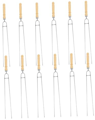 Toyvian 12 Pezzi da barbecue in acciaio inossidabile spiedo grigliare Grill Skewer arrosticini spiedino di carne alla griglia Spiedini per barbecue Spiedini per barbecue Di legno