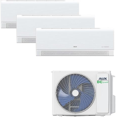 AUX Multi Split Air Conditioning Set 36000 BTU (10.5 kW) Outdoor Unit + 3x 12000 BTU (3.5 kW Each) Wall Unit WLAN R32 Matte White