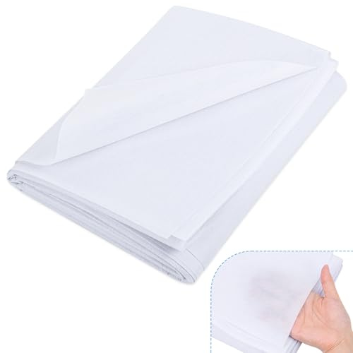 TranRantic Tessuto Non Tessuto,100×200cm Fliselina Termoadesiva per Tessuti,Tessuto Adesivo Peso Medio 50g/m²,Termoindurente per Borse,Tela Adesiva per Tessuti per Cucire,Quilting,Artigianato(Bianco)