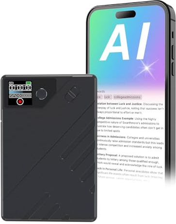 Powate KI Digitales Diktiergerät, 64 GB Aufnahmegerät Unterstützt 112 Sprachen Transkribieren und Speicher, Audio-Recorder für Vorträge, Meetings, Anrufefür Besprechungen,