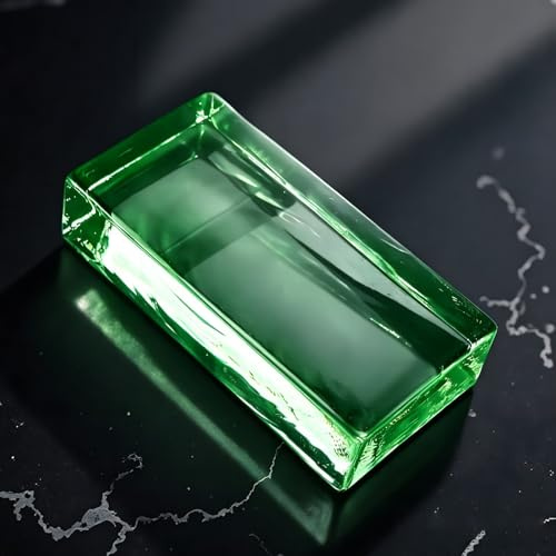 Blocchi di vetro trasparente colorato, mattoni di vetro massiccio, mattoni di cristallo rettangolari ad alta trasparenza per ufficio, casa, bar, hotel(B Green,8 pieces)
