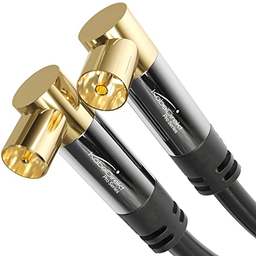 KabelDirekt – 4K TV Aerial Cable, Coaxial Cable, 90° Angled – 7.5m – Digital & Analogue – Available in 0.5-20m (Angled Plug/Socket, DVB-C/DVB-T/DVB-S, black)