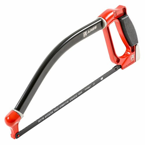 ARES 70098-3D Professional Hacksaw - Multi-Adjustable Arc-Shaped Frame - Multi-Angle Blade Position - 12-Inch Hi-Carbon Steel Blade