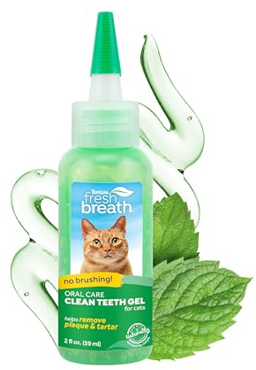 Fresh Breath by TropiClean - Gel di Igiene Dentale per Gatti - Senza Spazzolare - Aiuta a Rimuovere Placca & Tartaro - Original - 59 ml
