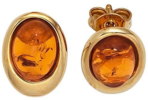 Jobo Damen-Ohrstecker aus 9 Karat 375 Gold mit Bernstein Cabochons