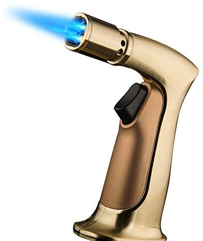 larruping Gold Kitchen Cooking Culinary Welding Soldering Torch Butane Lighter Windproof Adjustable Refillable Safe Torch for Camping BBQ Repair Gadget Jewelry Machinery