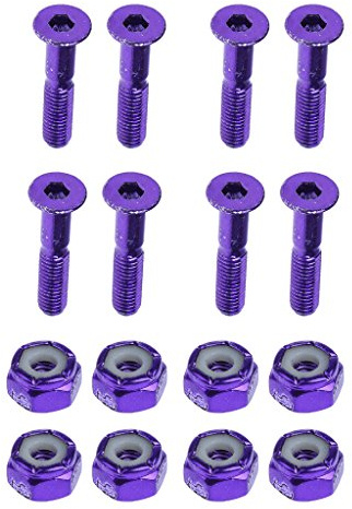 Homyl Set of 8 pcs Flat Head Replacement Skateboard Truck Hardware Longboard Mounting Screws Bolts Nuts 2.54 cm / 1'' - Purple