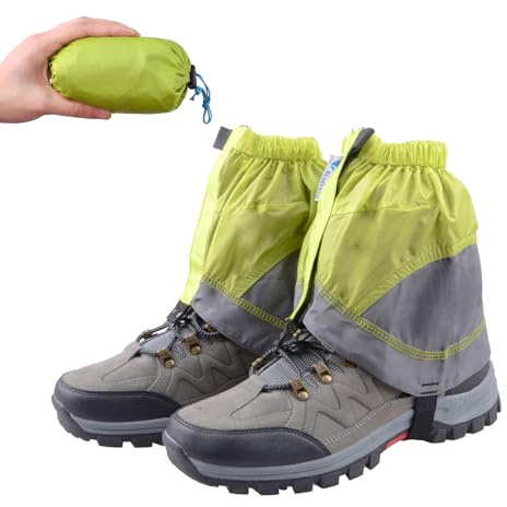 TRIWONDER Unisex Wasserdichte Gamaschen, Leicht Trail Gaiters, Niedrig Gaiter für Wandern, Klettern, jagd (1 Paar) (grün & grau)