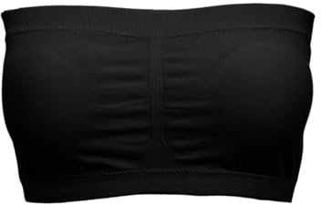 Alleen Damen Trägerloser BH Gepolster Atmungsaktiv Stretch Bra BH Ohne Träger Nahtlos Bandeau Top (XXL, Schwarz)