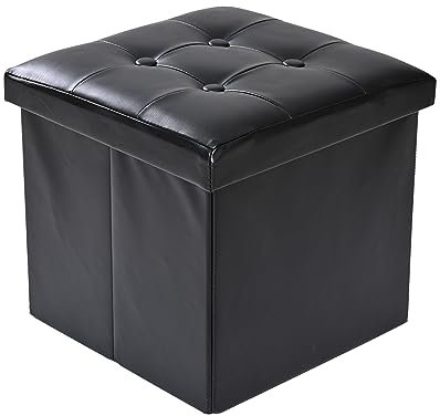 CMY Pouffe Footstool Folding Ottoman Storage Box Faux Leather Foot Rest Stool Toy Chest Shoe Bench Dressing Table Chair with Lids for Living Room