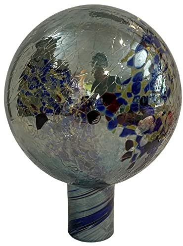 Trädgårdsboll för att fastna munblåst i turkos färgglad rosenkula glasboll Ø ca 16 cm höjd ca 22 cm, överstdorfer glashus