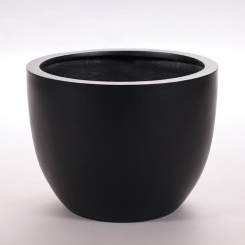 Eleganteinrichten Pflanzkübel; Blumenkübel; Pflanztopf; Blumentopf; Fiberglas, rund konisch D30xH23,5cm schwarz-matt.
