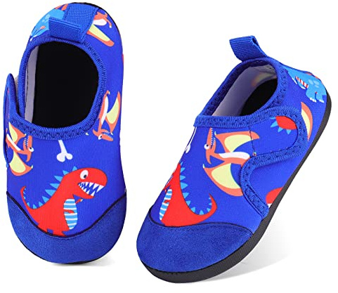 TIZAX Scarpe da Acqua Bambino Scarpe da Spiaggia Piscina Antiscivolo Scarpe da Immersione Ragazzi Acquatici Rapida Asciugatura Ragazze Dinosauro Blu 21/22