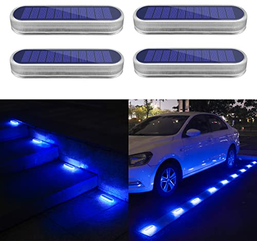 YiLaie Luci Solari Esterno, Luci da Esterno Giardino 360 ° Luce Solare LED Esterno IP68 Impermeabile, con Automatica On/Off Faretti Solari LED da Esterno, 40 Lm Luce Blu, 4 pezzi