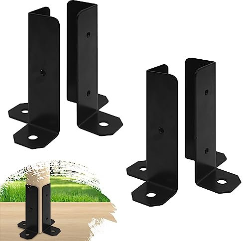 Cskunxia 4Pcs Adjustable Post Base Brackets Fit 1.5x1.5, 2x2, 2x4, 4x4 Deck Post Anchor Base Brackets for Wood Fence Pergola Railing Mailbox Deck