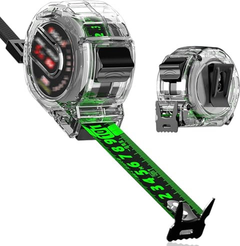 7.5M/24.6ft Tape Measure, Width 25mm Fluorescent Transparent Steel Precision Measuring Tape - Stainless Steel Retractable Double Sided Graduated, Easy To Read Self Lock Measuring Tape Measure