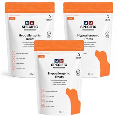 Specific CT-HY Hypoallergenic Treats | Paquete Triple | 3 x 300 g | Golosinas para Perros con reacciones alimentarias | Recompensa para Perros de Todas Las Razas y Edades | con arroz y salmón