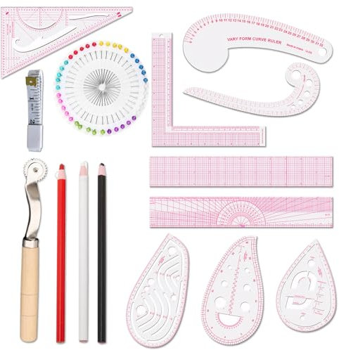 WUERKIYA Schneider-Lineal-Set 54 Stück, Kurvenlineal,bügellineal,Kleidungs Lineal Schneiderlineal Metrisches Lineal Set Biegsame Zeichenvorlage für Das Schneidern