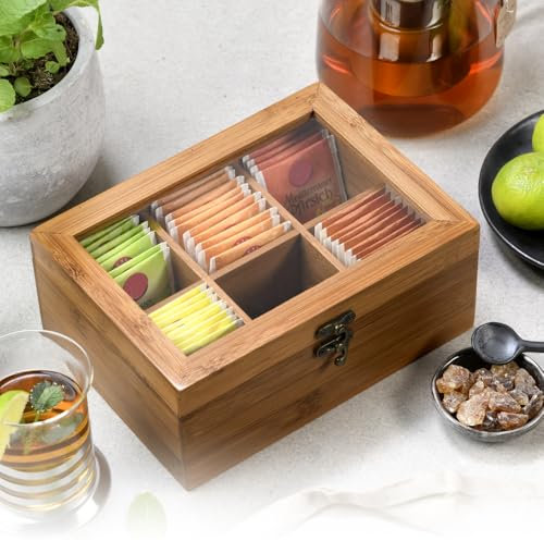 Kesper | Teebox, Material: FSC®-zertifizierter Bambus, Maße: 21,5 x 16 x 9 cm, Farbe: Dunkelbraun | 59902