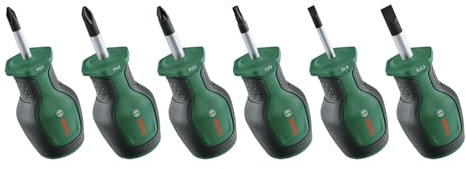 Bosch Set de 6 tournevis courts (pour endroits restreints PH/PZ/TX/Plat acier S2 couple élevé embout magnétique)