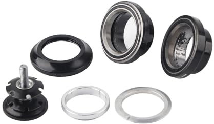 Cocoarm 34-mm-Fahrradsteuersatz aus Aluminiumlegierung, CNC-gefräster -Fahrradsteuersatz mit Geradem Gabelschaftlager, Ersatzteil für Rahmen (Black)