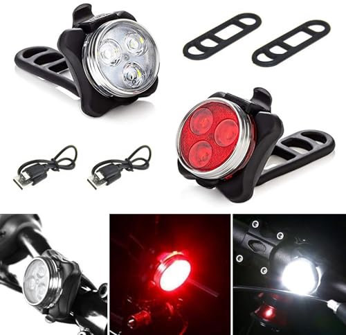 LED-Frontscheinwerfer & Rücklicht-Set,Frontlicht und Rücklicht Set,Beleuchtungsset Led,Vorne und Rücklicht,Helles Licht Kompakt und Wasserdicht,für Kinder und Erwachsene