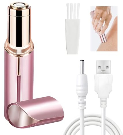 Facial Hair Remover for Women, USB Rechargeable Mini Epilator Painless Face Hair Trimmer Portable Electric Razor Lady Shaver for Upper Lips Chin Face Neck Body Peach Fuzz, Pink