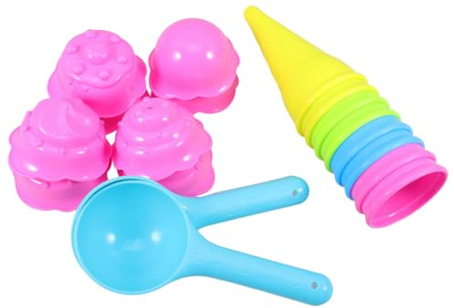 SUPVOX Set Stampi in Plastica a Forma di Cono Gelato di Giocattoli da Spiaggia per Bambini Facile da Usare , per Gioco Creativo Indoor in Cortile